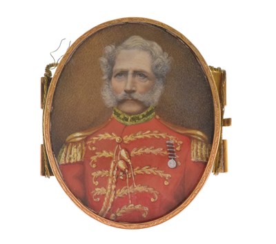 Lot 577 - 19th Century oval portrait miniature of a British Indian Army General