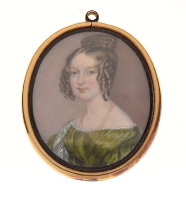 Lot 569 - 19th Century English School oval portrait miniature of a lady