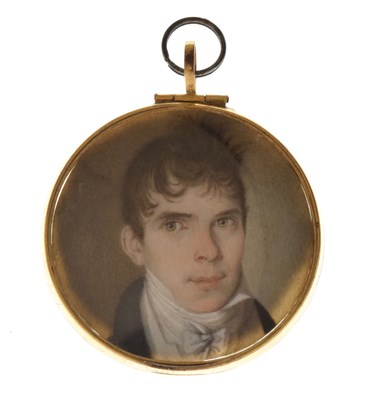 Lot 570 - 19th Century English School circular portrait miniature of a gentleman