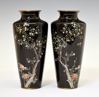 Lot 488 - Pair of Japanese Meiji period cloisonné vases