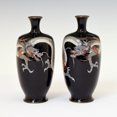 Lot 489 - Pair of Japanese cloisonné vases