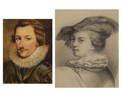 Lot 517 - Two 19th Century portrait studies of figures wearing ruffs