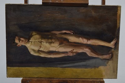 Lot 605 - 20th Century - Oil on canvas - A semi-nude male