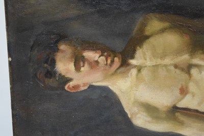 Lot 605 - 20th Century - Oil on canvas - A semi-nude male