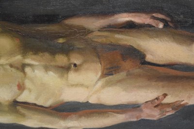 Lot 605 - 20th Century - Oil on canvas - A semi-nude male