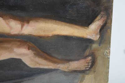 Lot 605 - 20th Century - Oil on canvas - A semi-nude male