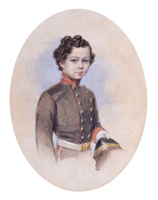 Lot 582 - Watercolour circa 1900 - 'F.R. Saunders in cadet uniform'