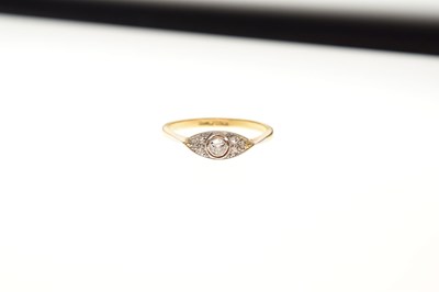 Lot 8 - '18ct plat' marquise-shaped diamond ring