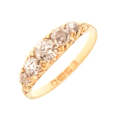 Lot 9 - 18ct gold half-eternity ring set five graduated old-cut diamonds