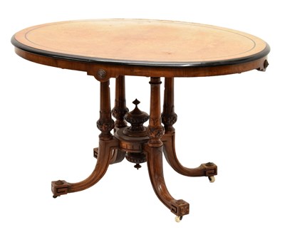 Lot 615 - Late Victorian walnut and ebonised loo table