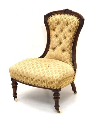 Lot 602 - Victorian deep-buttoned back salon chair