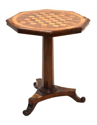 Lot 617 - Victorian octagonal inlaid snap-top games table