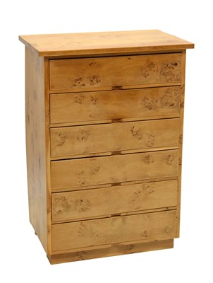 Lot 682 - Craftsman-made pippy oak six-drawer chest