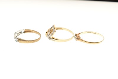Lot 7 - Three 9ct gold diamond set dress rings