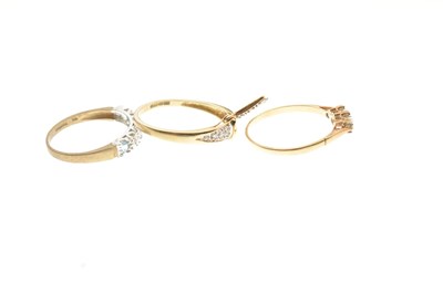 Lot 7 - Three 9ct gold diamond set dress rings