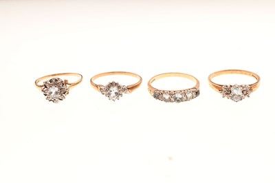 Lot 26 - Four 9ct gold gem-set dress rings