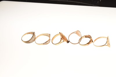 Lot 35 - Six 9ct gold dress rings