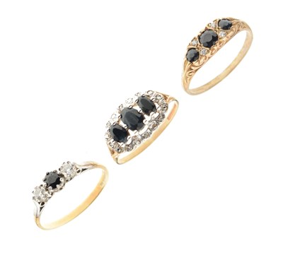 Lot 18 - Three 9ct gold gem-set dress rings