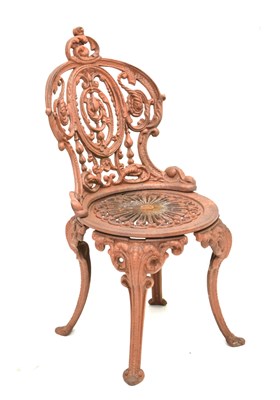 Lot 645 - Late 19th Century cast iron garden chair/seat with pierced foliate decoration