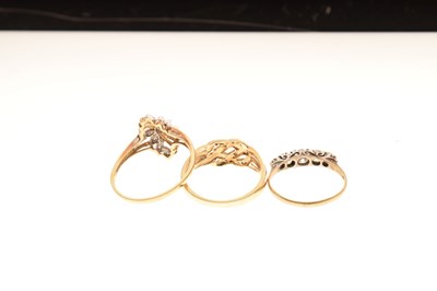 Lot 6 - Three 9ct gold dress rings