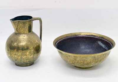 Lot 390 - Late 19th or early 20th Century Asian brass jug and basin