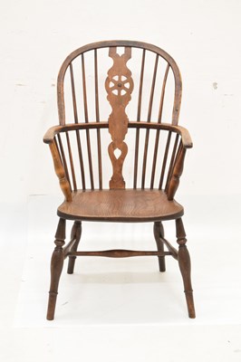 Lot 597 - Late 19th Century ash and elm wheel back Windsor chair