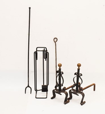 Lot 631 - Pair of Andirons and companion set