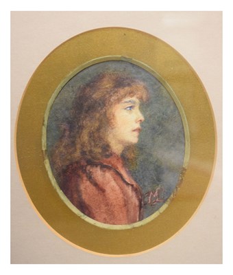 Lot 507 - Edith M Latzarus - Watercolour - Late 19th century oval portrait of a lady