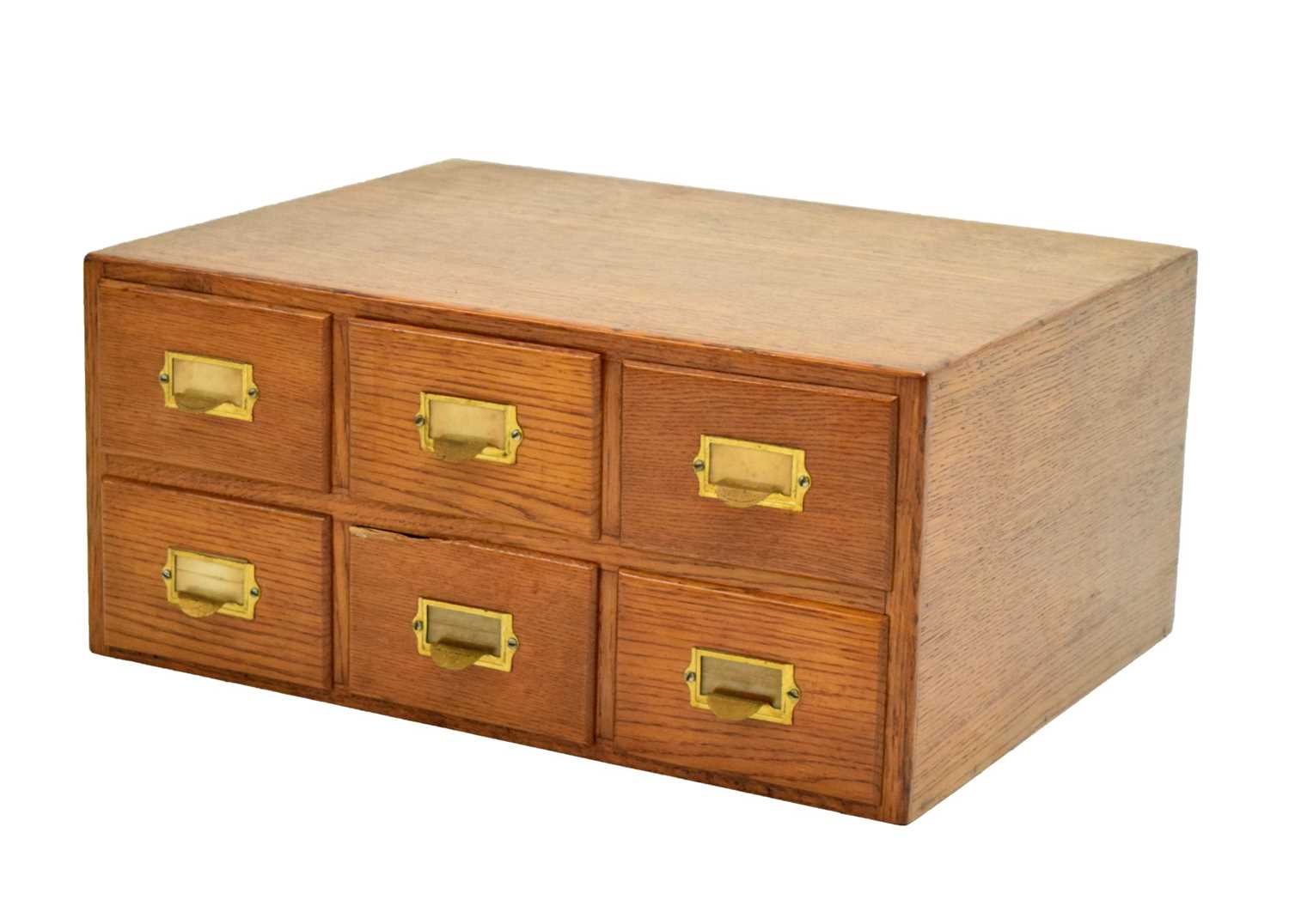 Table Filing Box Lot 205 - 20th Century oak six-drawer table top filing