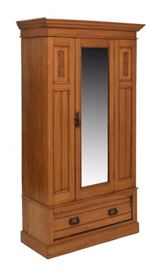 Lot 605 - Edwardian satin walnut wardrobe