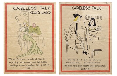 Lot 360 - Two British Second World War 'Careless Talk' propaganda posters