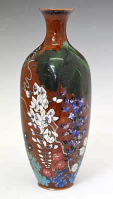 Lot 453 - Japanese aventurine ground cloisonné vase