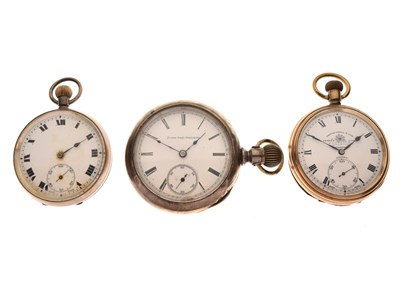 Lot 116 - Elgin gold-plated pocket watch and two other pocket watches