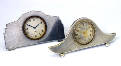 Lot 141 - Two silver Art Deco desk clocks