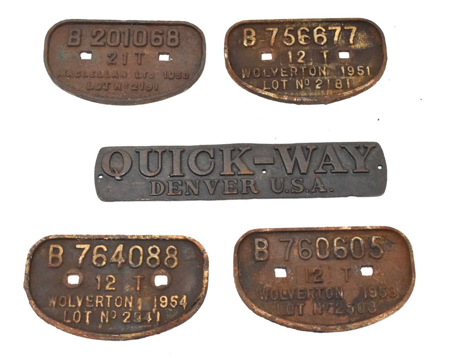 Lot 187 - Four 1950s metal railway wagon/ carriage plates