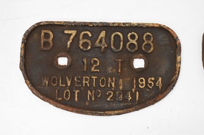 Lot 187 - Four 1950s metal railway wagon/ carriage plates