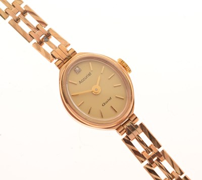 Lot 106 - Accurist - Lady's 9ct gold bracelet wristwatch