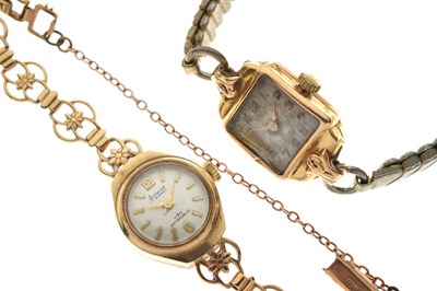 Lot 107 - Accurist - Lady's Antimagnetic 9ct gold cocktail watch and a lady’s 18K cased watch