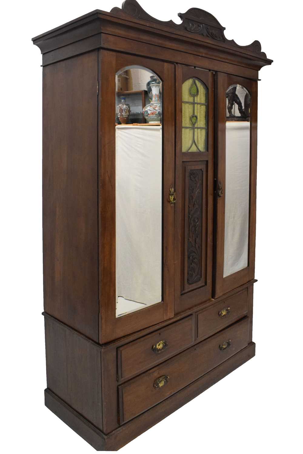 Lot 604 - Art Nouveau wardrobe and dressing chest