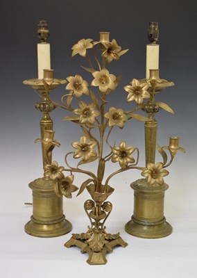 Lot 583 - Pair of gilt metal table lamps, etc.