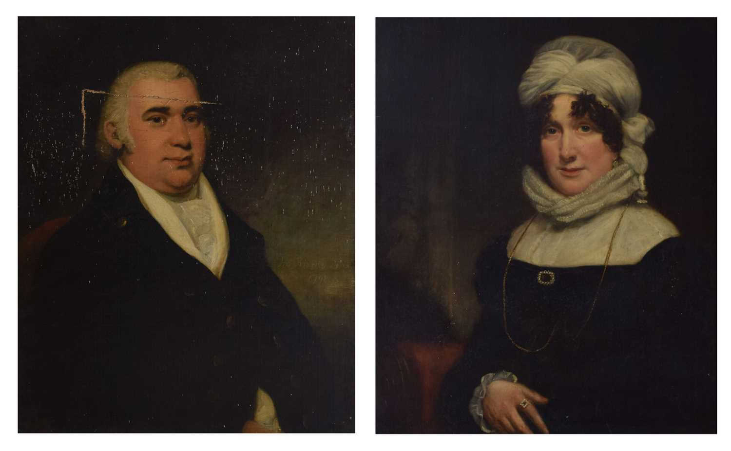 Lot 333 - John Rising, (1753-1817) - Oil on canvas - Pair of late 18th century portraits