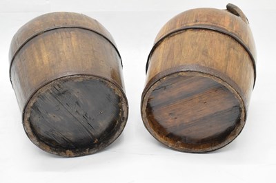 Lot 397 - Near pair of Chinese wooden rice buckets