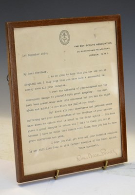 Lot 169 - Scouting Interest - Robert Baden-Powell signed letter, 1st December 1928