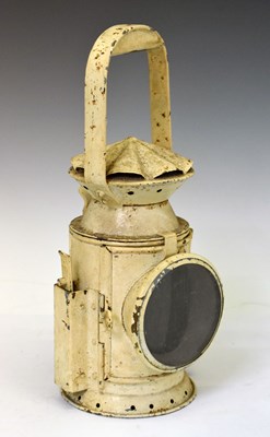 Lot 189 - White painted railway lamp