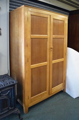 Lot 488 - Golden oak double wardrobe