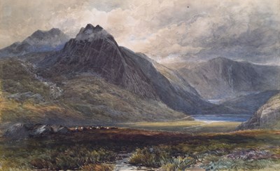 Lot 544 - Edmund Morison Wimperis (1835-1900) - Watercolour - 'Lake Ogwen and the Glyders'