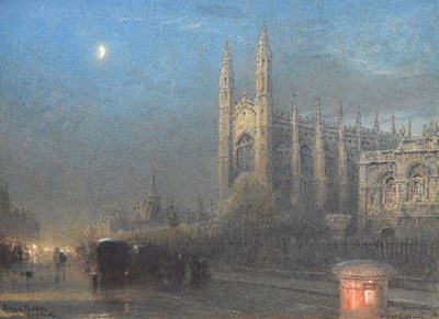 Lot 534 - Albert Goodwin R.W.S. (British, 1845-1932) - Watercolour - 'King's Parade Cambridge'