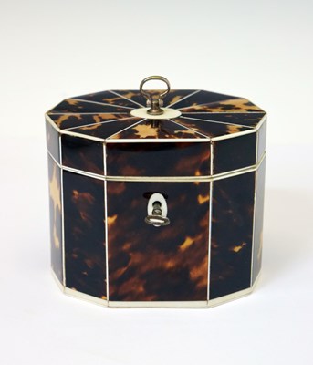 Lot 233 - Tortoiseshell and ivory  tea caddy