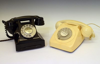 Lot 190 - 1950s GPO Bakelite telephone, together with a 1970s cream telephone