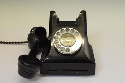 Lot 190 - 1950s GPO Bakelite telephone, together with a 1970s cream telephone